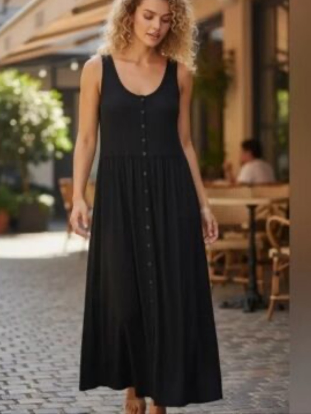 Frye Black Sleeveless Button-Front Midi Dress